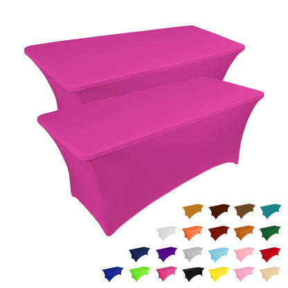 IVAPUPU 2 Pack 6FT Black Table Cloth for Rectangular Spandex Table Cover