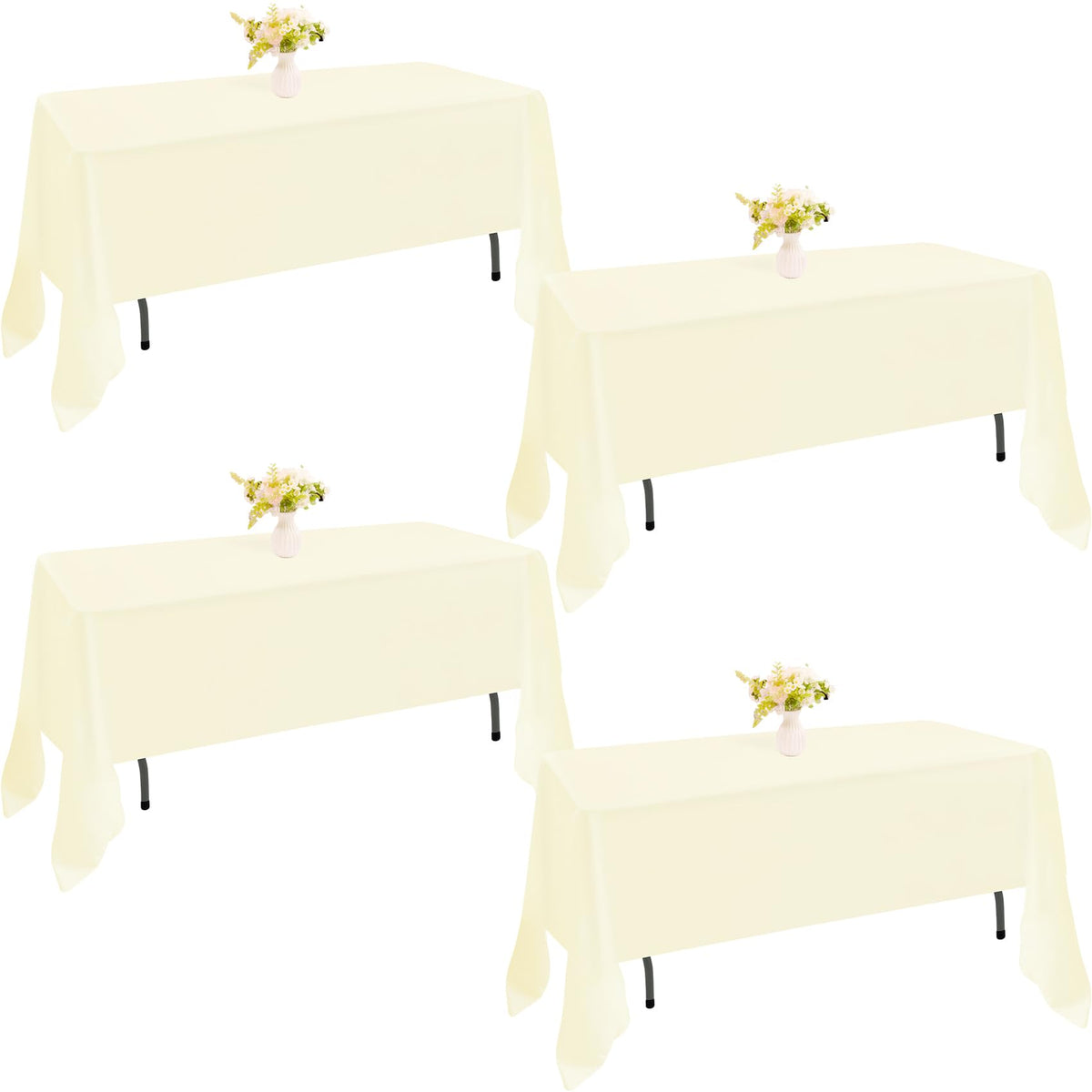 4 Pack Rectangle Tablecloth 60x102 Inch Black Washable Polyester Table Cover for Wedding Dining Table Buffet Parties Banquet Decoration（Black）