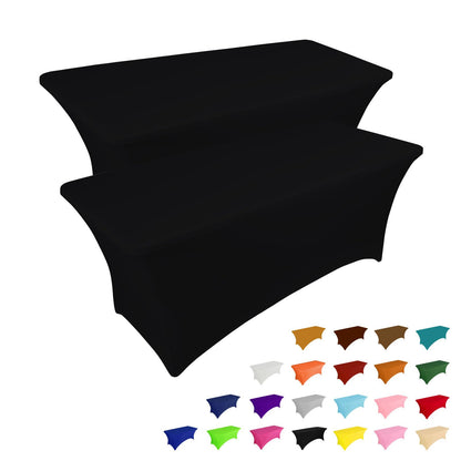 IVAPUPU 2 Pack 6FT Black Table Cloth for Rectangular Spandex Table Cover
