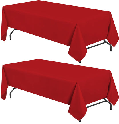 WEALUXE White Table Cloths for 8 Foot Rectangle Tables, 2-Pack, 60x126 inches, Water, Stain and Wrinkle Resistant, 200 GSM Washable Poly Fabric Tablecloths Rectangular, Elegant and Durable