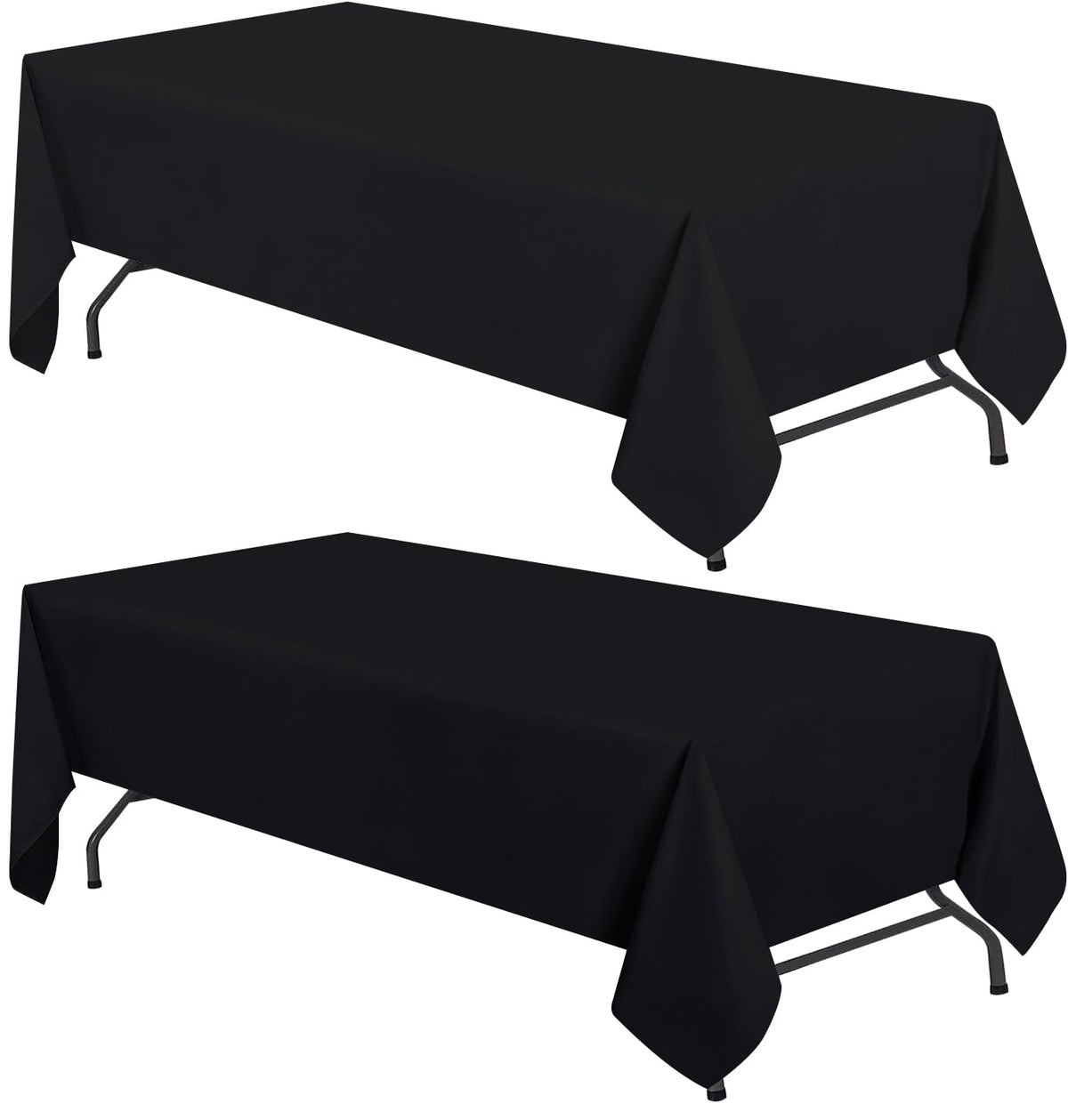 WEALUXE White Table Cloths for 8 Foot Rectangle Tables, 2-Pack, 60x126 inches, Water, Stain and Wrinkle Resistant, 200 GSM Washable Poly Fabric Tablecloths Rectangular, Elegant and Durable