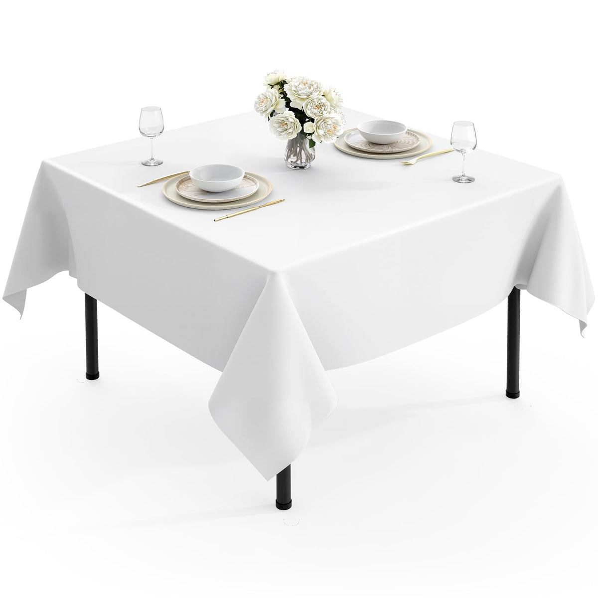 Pureegg Polyester Tablecloth 60" x 84" Reusable & Washable 1 Pack Black