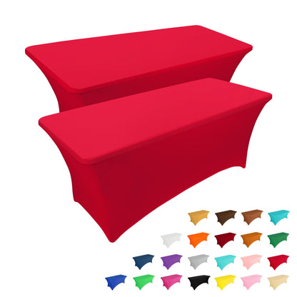 IVAPUPU 2 Pack 6FT Black Table Cloth for Rectangular Spandex Table Cover