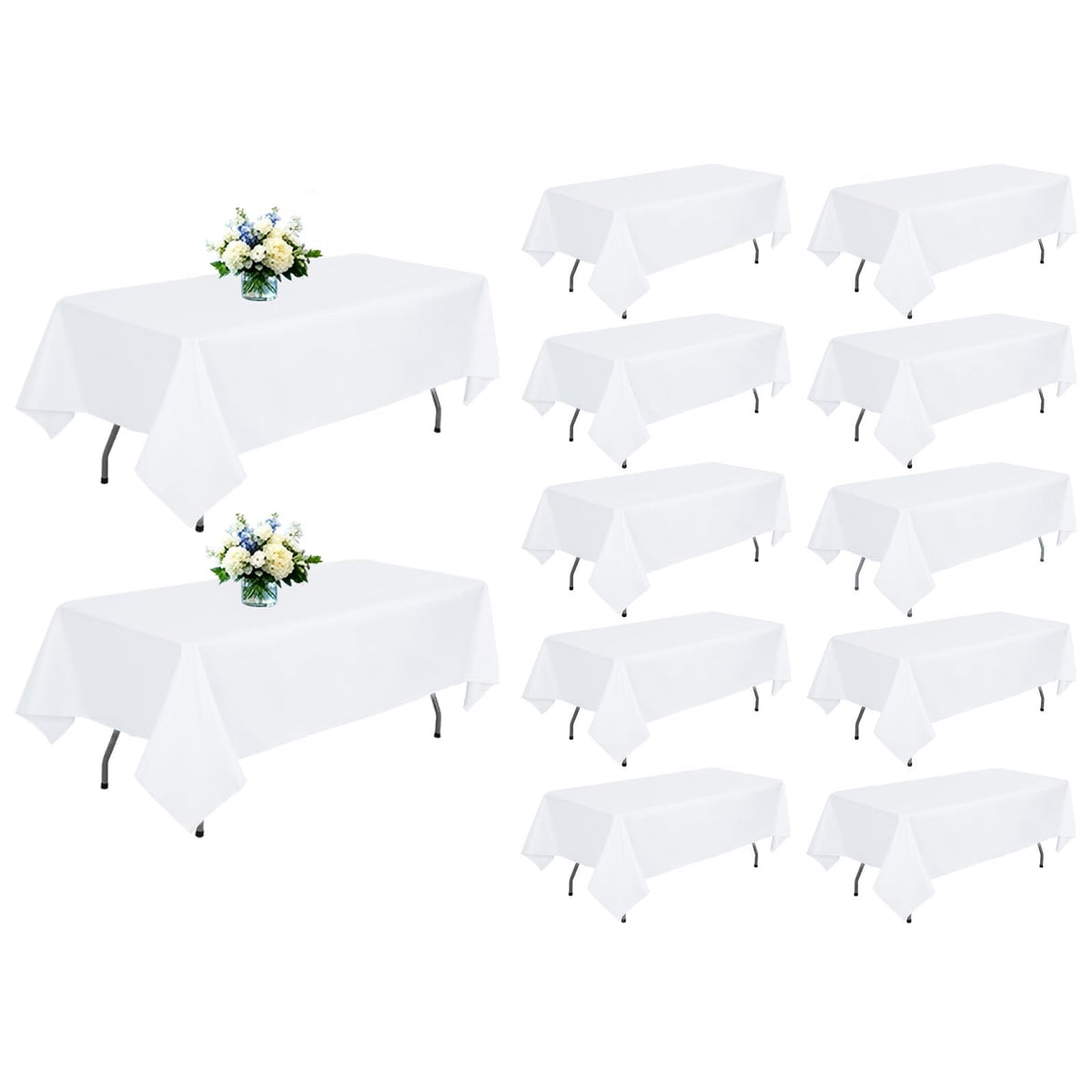 8 Pack White Rectangle Table Cloth 60 x 102 Inch For 6 Foot Tables