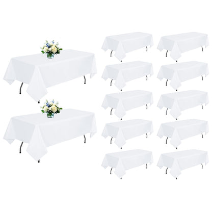 8 Pack White Rectangle Table Cloth 60 x 102 Inch For 6 Foot Tables