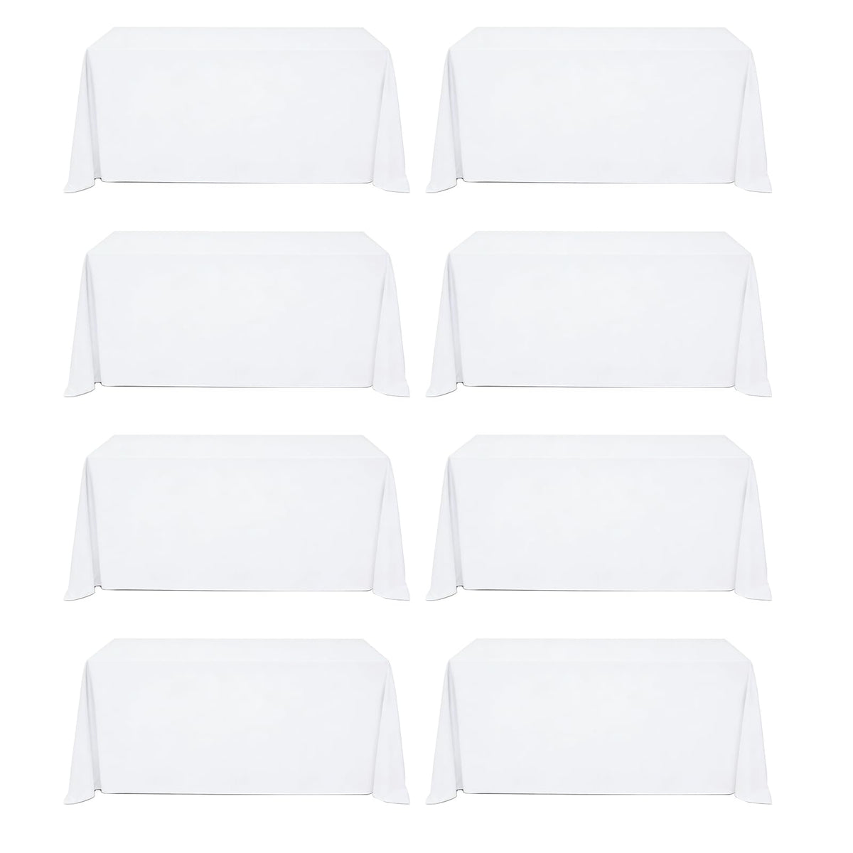 8 Pack White Rectangle Table Cloth 60 x 102 Inch For 6 Foot Tables