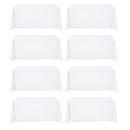 8 Pack White Rectangle Table Cloth 60 x 102 Inch For 6 Foot Tables