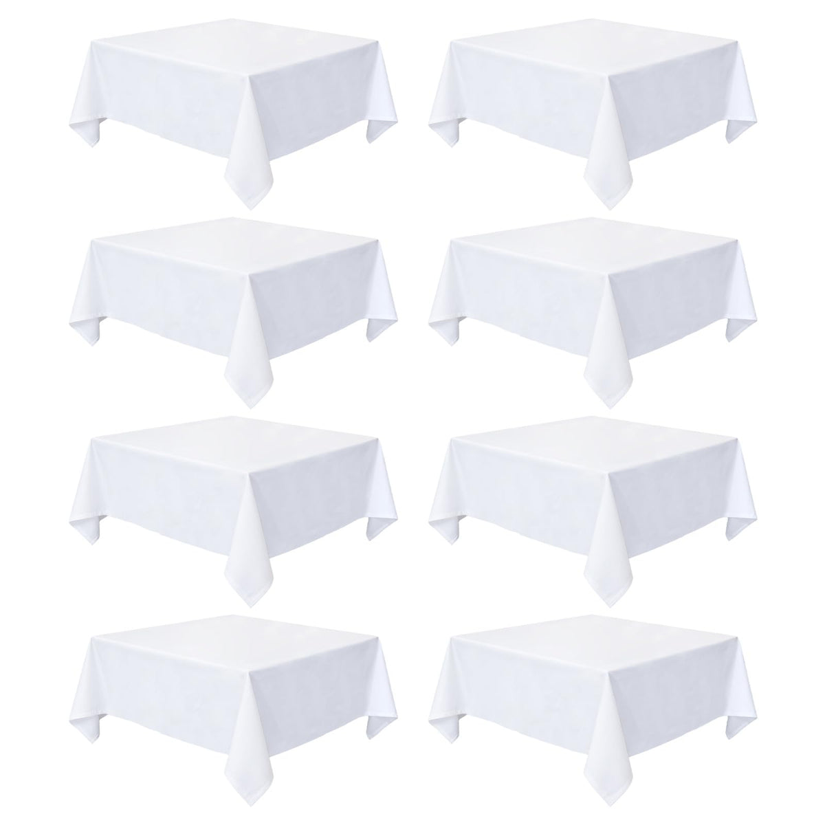 8 Pack White Rectangle Table Cloth 60 x 102 Inch For 6 Foot Tables