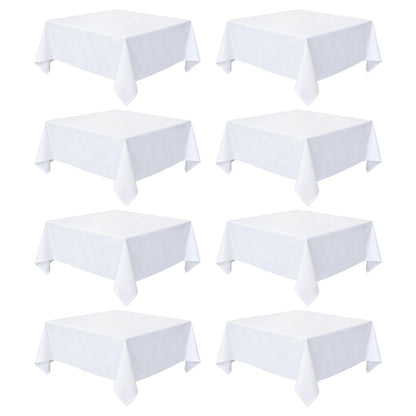 8 Pack White Rectangle Table Cloth 60 x 102 Inch For 6 Foot Tables