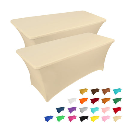 IVAPUPU 2 Pack 6FT Black Table Cloth for Rectangular Spandex Table Cover