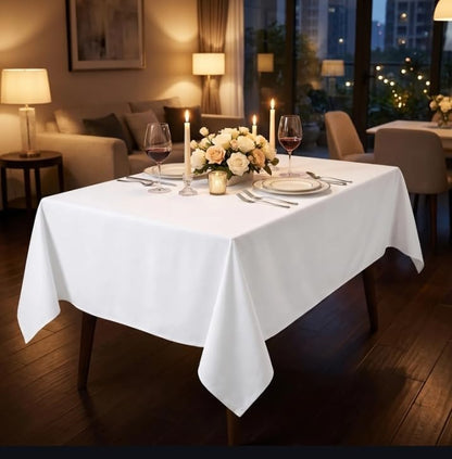 Urban Villa Tabletop Cover Kitchen Dining Tablecloth 100% Cotton Holiday Celebrations Wedding Dinner Parties White Rectangle 60X120 Inches 10-12 Seats Table Cloth