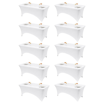VidaFete Classic Series 140GSM Spandex Tablecloth 2Pcs, 6ft, White