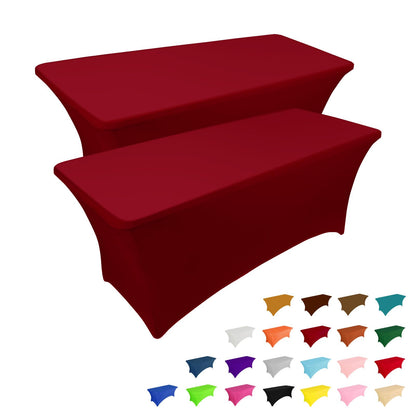 IVAPUPU 2 Pack 6FT Black Table Cloth for Rectangular Spandex Table Cover