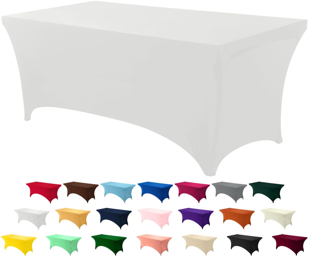 Utopia Kitchen Spandex Table Cloth 2 Pack [8FT, 96Lx30Wx30H Inch, Black]