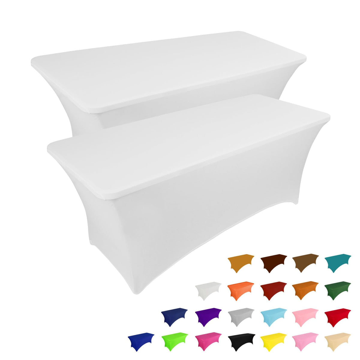 IVAPUPU 2 Pack 6FT Black Table Cloth for Rectangular Spandex Table Cover