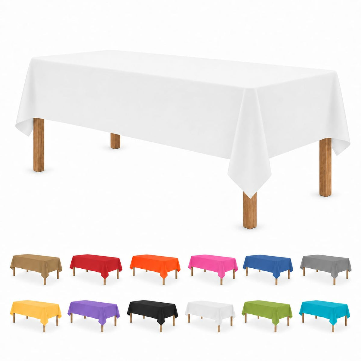 Party Dimensions White Disposable Plastic Tablecloth for Rectangle Tables (12 Pack) Table Cloths for Parties, Events & Weddings, Indoors Outdoors, 54 x 108 inches, Plastic Table Cover