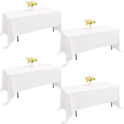 4 Pack Rectangle Tablecloth 60x102 Inch Black Washable Polyester Table Cover for Wedding Dining Table Buffet Parties Banquet Decoration（Black）