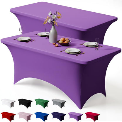 Trlyc 2 Pack 6FT Black Spandex Table Cloth 72 x 30 Inch