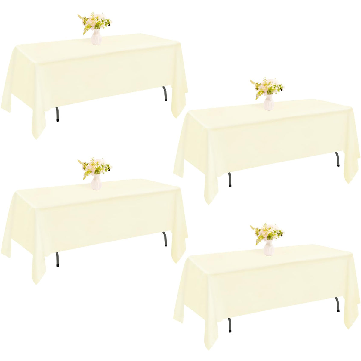 4 Pack Rectangle Tablecloth 60x102 Inch Black Washable Polyester Table Cover for Wedding Dining Table Buffet Parties Banquet Decoration（Black）