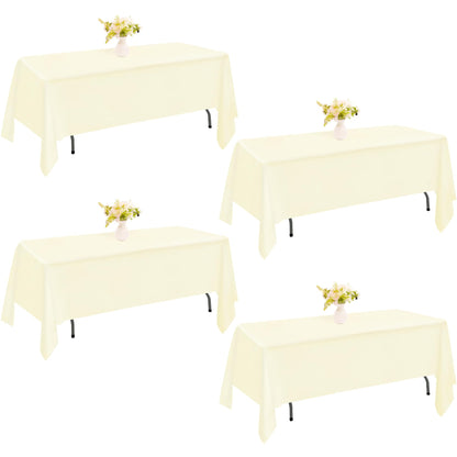 4 Pack Rectangle Tablecloth 60x102 Inch Black Washable Polyester Table Cover for Wedding Dining Table Buffet Parties Banquet Decoration（Black）