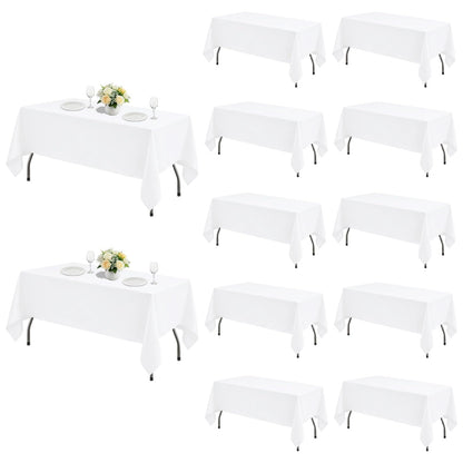 White Rectangle Table Cloth 60 x 102 Inch, 8 Pack