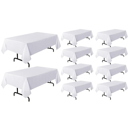sancua 2 Pack White Table Cloth 60x102 Inch for 6 Feet Rectangle Tables