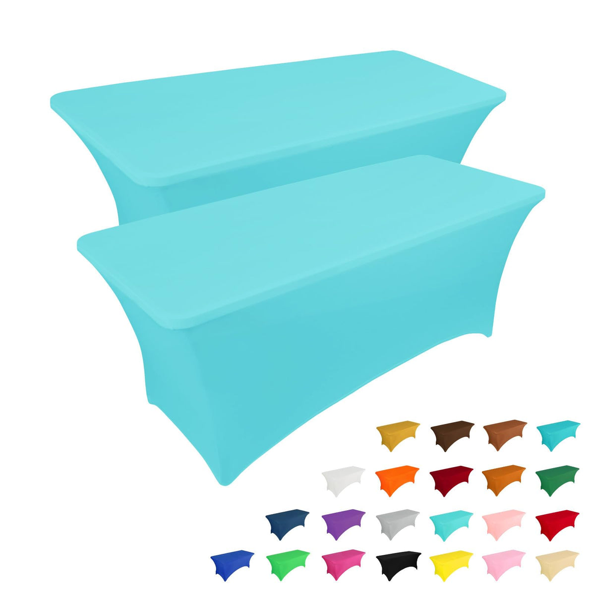 IVAPUPU 2 Pack 6FT Black Table Cloth for Rectangular Spandex Table Cover