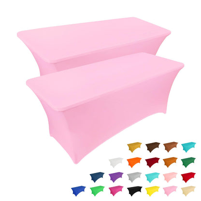 IVAPUPU 2 Pack 6FT Black Table Cloth for Rectangular Spandex Table Cover