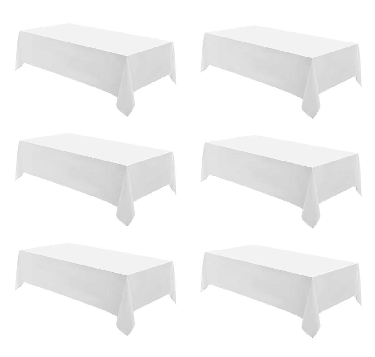 6 Pack Ivory Rectangle Tablecloths 60x120 Inch for 8ft Tables