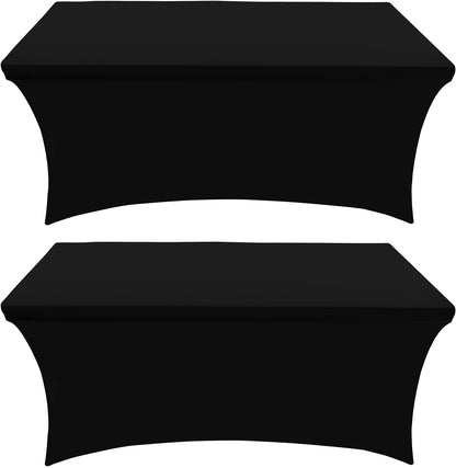 Utopia Kitchen Spandex Table Cloth 2 Pack [4FT, 48Lx30Wx30H Inch, Black]