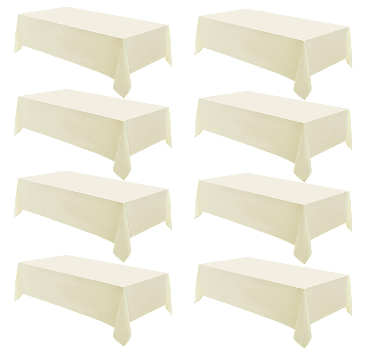 6 Pack Ivory Rectangle Tablecloths 60x120 Inch for 8ft Tables