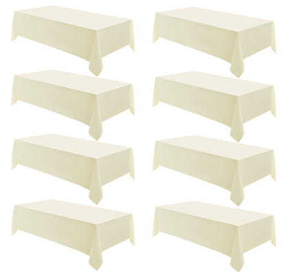 6 Pack Ivory Rectangle Tablecloths 60x120 Inch for 8ft Tables