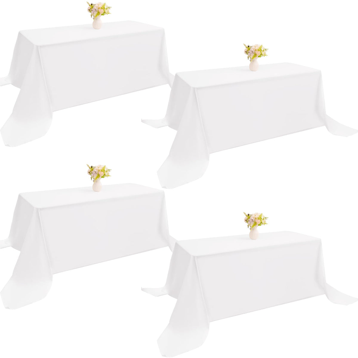 4 Pack Rectangle Tablecloth 60x102 Inch Black Washable Polyester Table Cover for Wedding Dining Table Buffet Parties Banquet Decoration（Black）