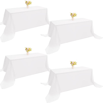 4 Pack Rectangle Tablecloth 60x102 Inch Black Washable Polyester Table Cover for Wedding Dining Table Buffet Parties Banquet Decoration（Black）