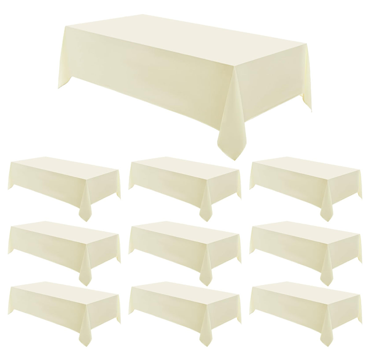 6 Pack Ivory Rectangle Tablecloths 60x120 Inch for 8ft Tables