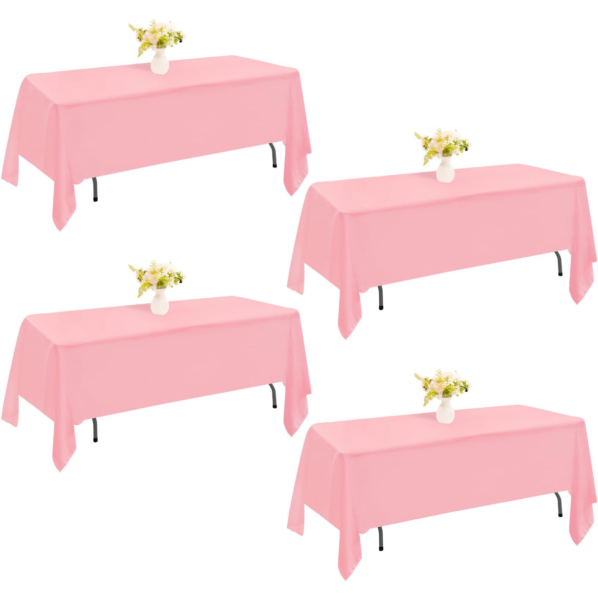 4 Pack Rectangle Tablecloth 60x102 Inch Black Washable Polyester Table Cover for Wedding Dining Table Buffet Parties Banquet Decoration（Black）