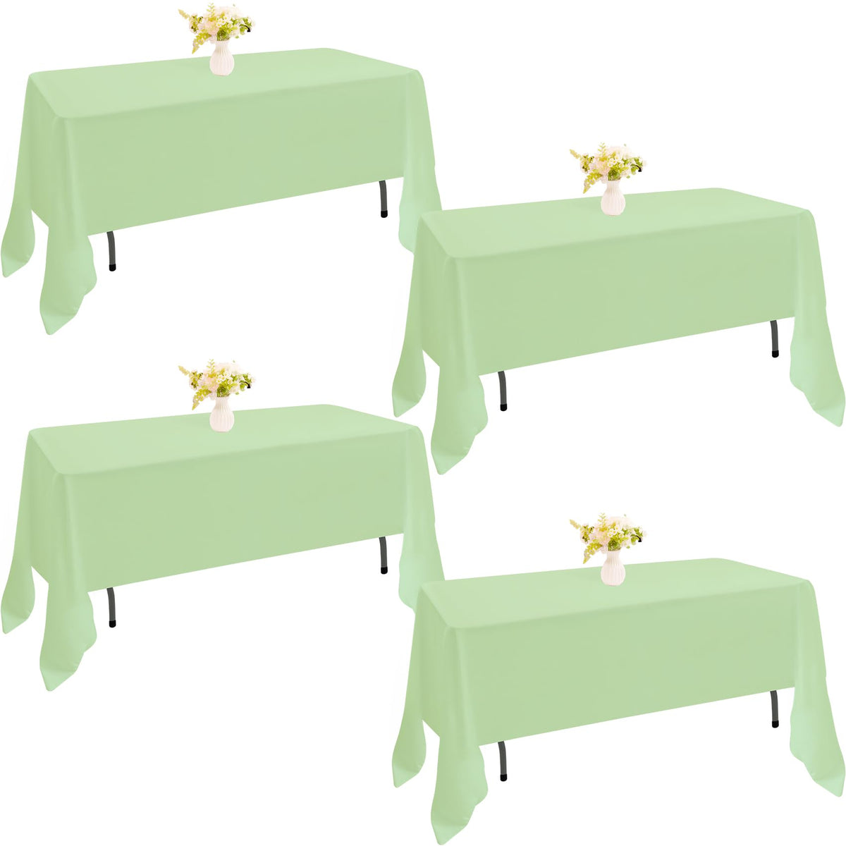 4 Pack Rectangle Tablecloth 60x102 Inch Black Washable Polyester Table Cover for Wedding Dining Table Buffet Parties Banquet Decoration（Black）
