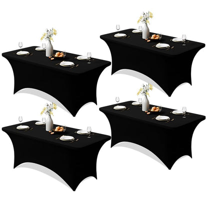 Trlyc 2 Pack 6FT Black Spandex Table Cloth 72 x 30 Inch