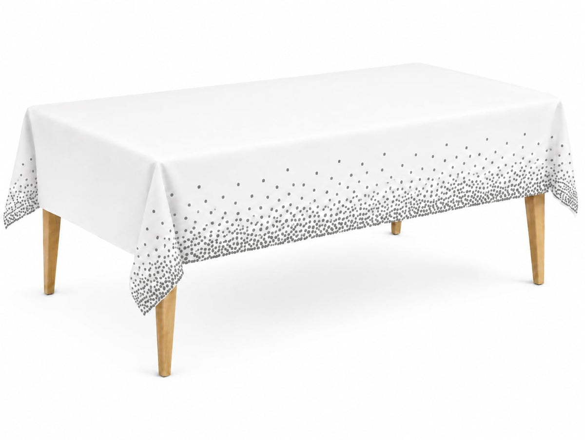 Party Dimensions White Disposable Plastic Tablecloth for Rectangle Tables (12 Pack) Table Cloths for Parties, Events & Weddings, Indoors Outdoors, 54 x 108 inches, Plastic Table Cover