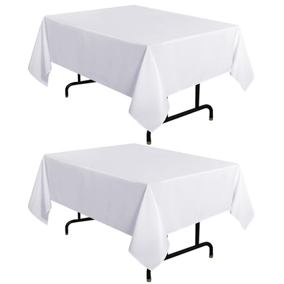sancua 2 Pack White Table Cloth 60x102 Inch for 6 Feet Rectangle Tables