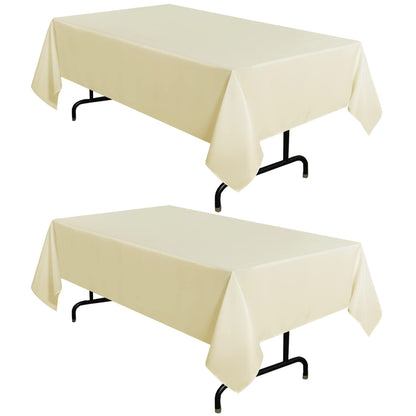 sancua 2 Pack White Table Cloth 60x102 Inch for 6 Feet Rectangle Tables