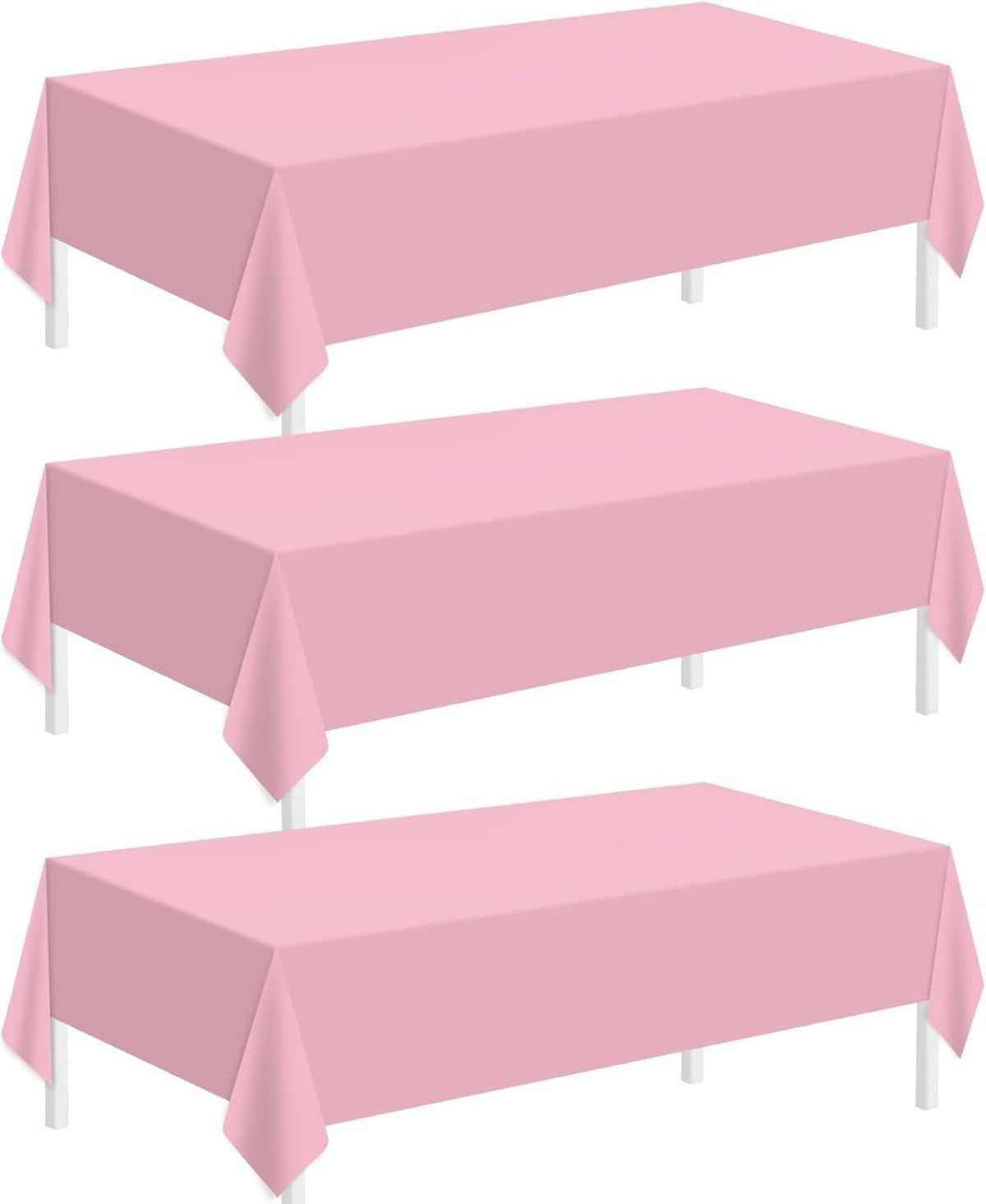 Childom 3 Pack Pink Plastic Tablecloth for Rectangle Tables 54" x 108" Pink Disposable Table Cloth for Mothers Day Decorations,Plastic Table Cover for Birthday Graduation Party Christmas Anniversary