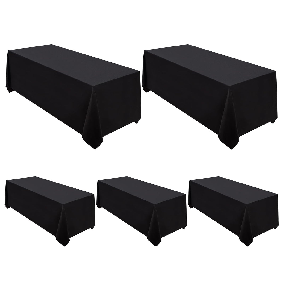 Surmente 90x156 Inch Black Tablecloth for 8 Foot Rectangle Tables