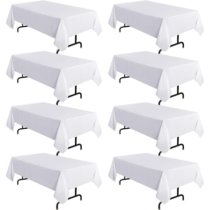sancua 2 Pack White Table Cloth 60x102 Inch for 6 Feet Rectangle Tables