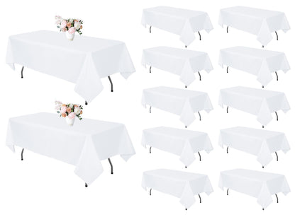 8 Pack White Rectangle Table Cloth 60 x 102 Inch For 6 Foot Tables