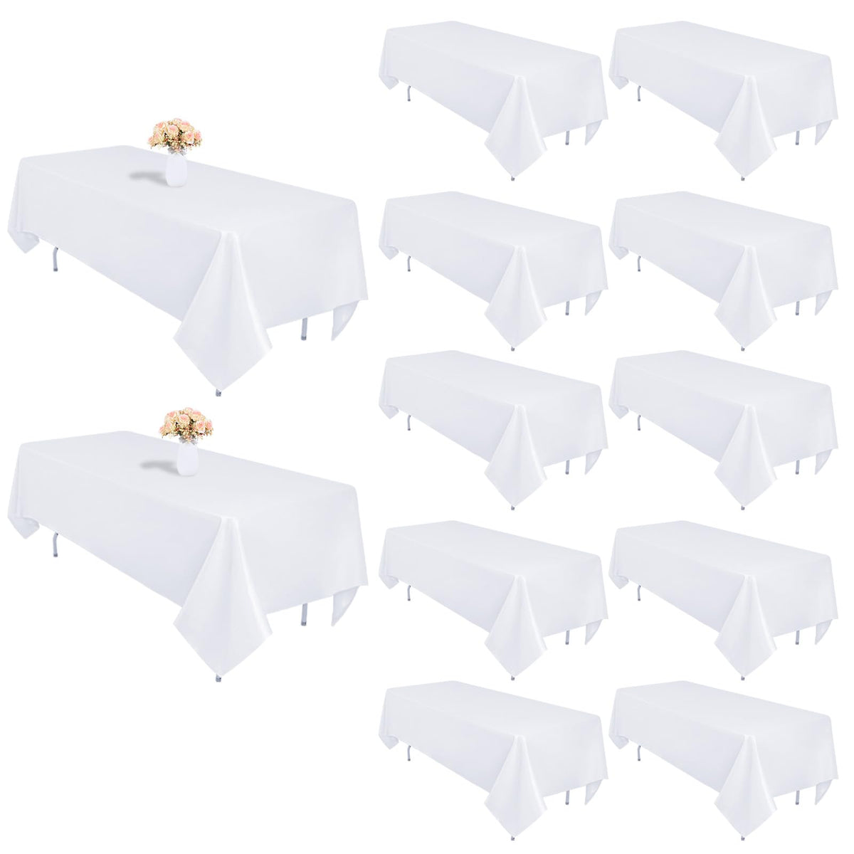 12 Pack Black Tablecloths Rectangle 60 x 102 Inch for 6 Foot Tables