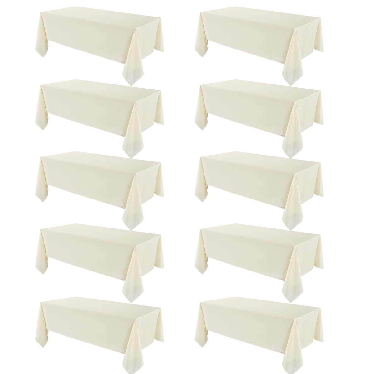 VidaFete Classic Series 10 Pack 90 * 132inch White Rectangle Tablecloth
