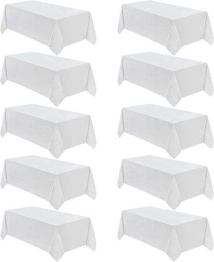 VidaFete Classic Series 10 Pack 90 * 132inch White Rectangle Tablecloth