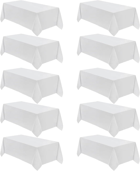 VidaFete Classic Series 10 Pack 90 * 132inch White Rectangle Tablecloth
