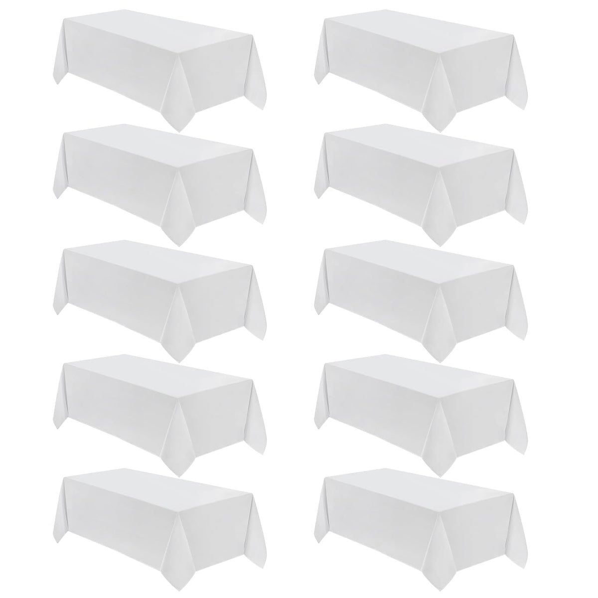 VidaFete Classic Series 10 Pack 90 * 132inch White Rectangle Tablecloth